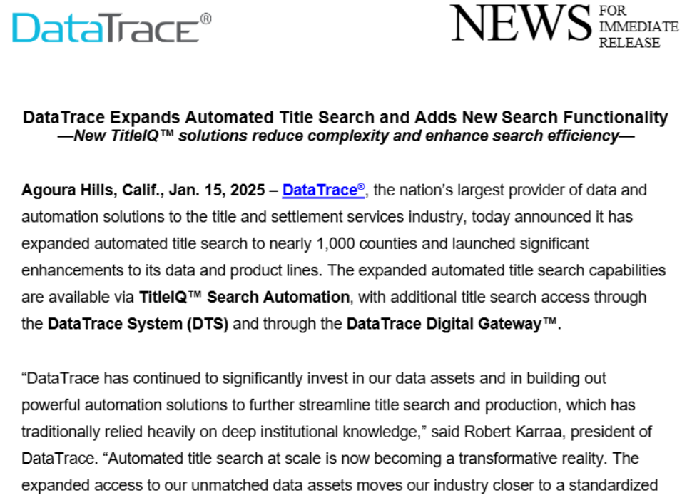 DataTrace Press Release Thumbnail