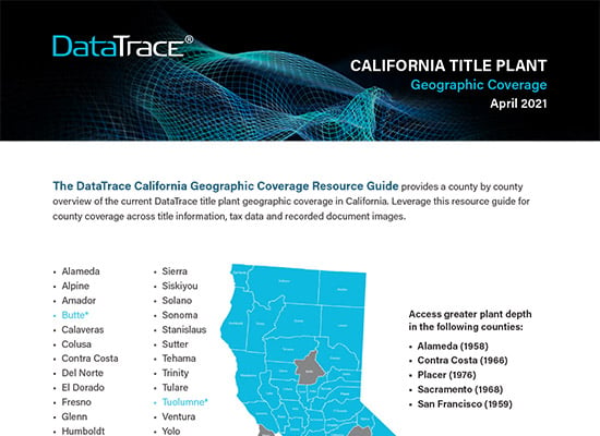 DataTrace California Title Plant Coverage