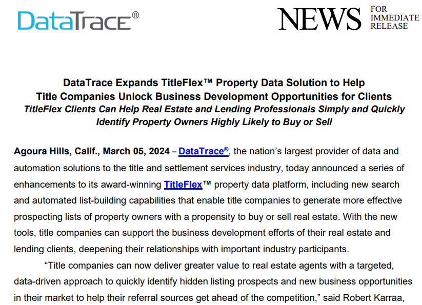 DataTrace Press Release Thumbnail
