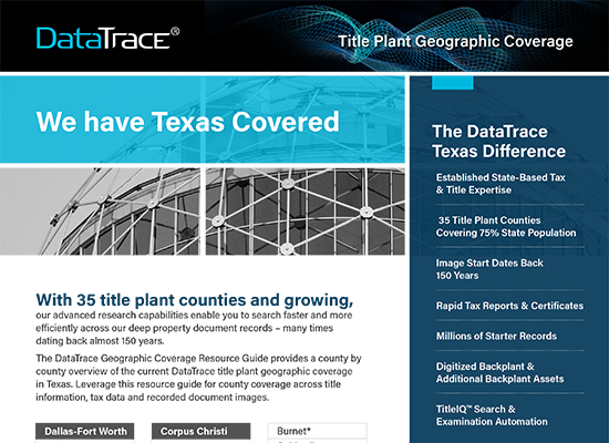 DataTrace Texas Title Plant Coverage