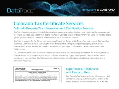 Colorado Tax Certificate Services