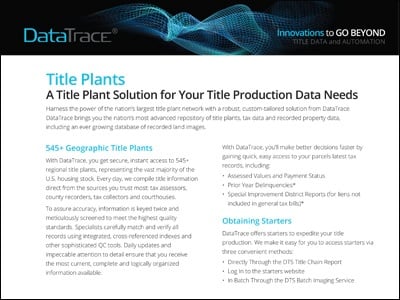 DataTrace Title Plant Solutions Product Sheet